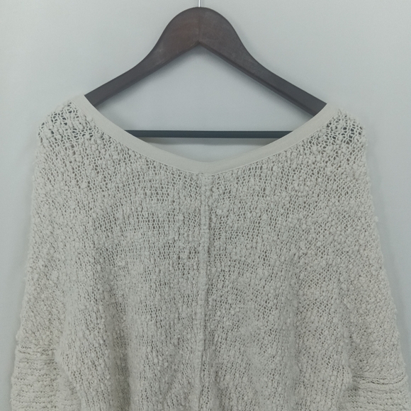 Free People Songbird Chunky Popcorn Bouclé Loose Knit Sweater White Size Large - Picture 8 of 10